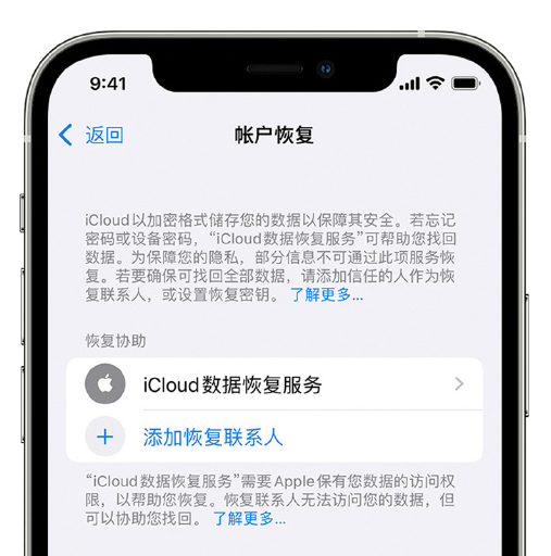 打安镇苹果手机维修分享在 iPhone 上设置帐户恢复联系人的方法 